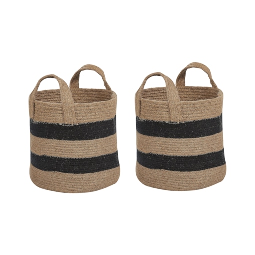 Zestaw 2 koszy jutowych beżowy z czarnym GEREDE
