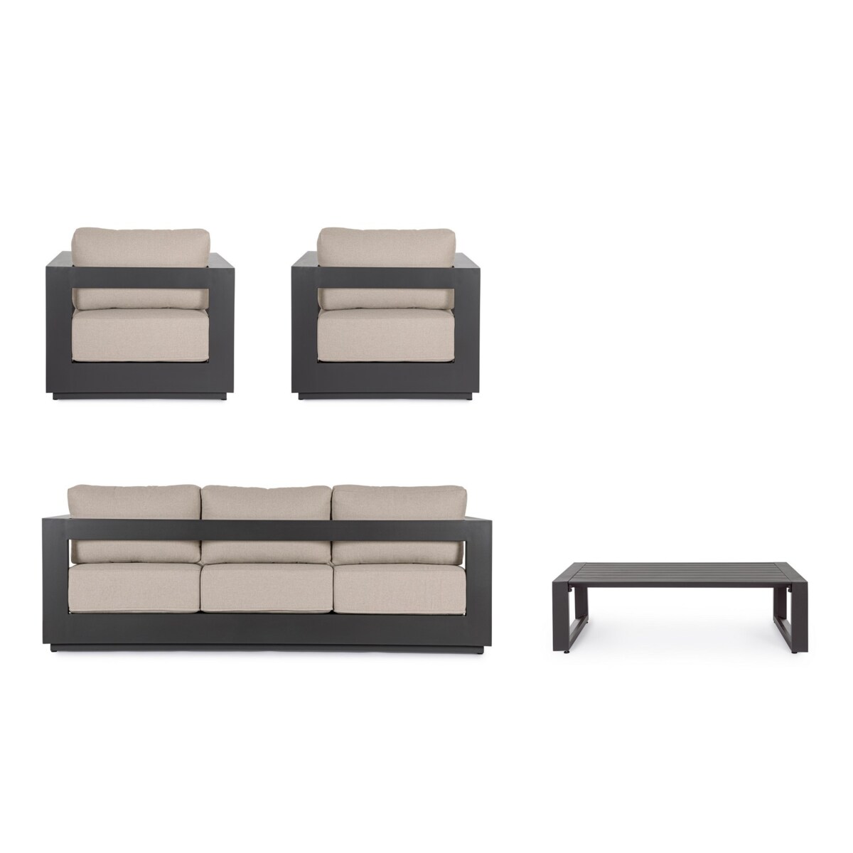 BIZZOTTO zestaw wypocznkowy ogrodowy MOSES antracyt / beż