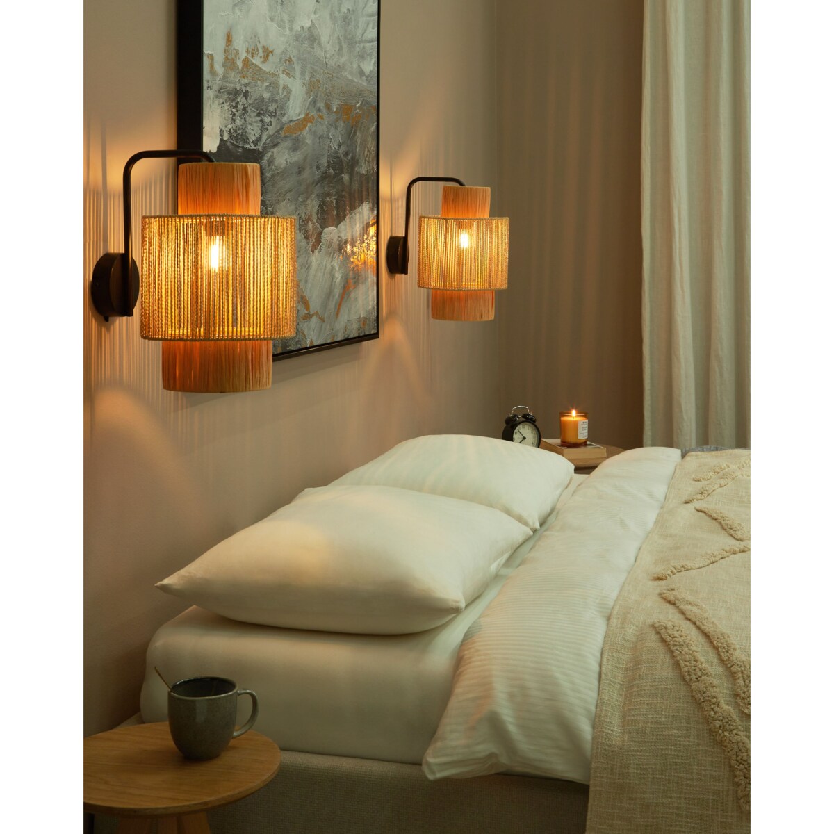 Zestaw 2 lamp ściennych JAMMA Naturalny Papierowa plecionka