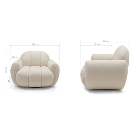 Fotel obrotowy 77x106x85 PALLASS bouclé jasnobeżowy