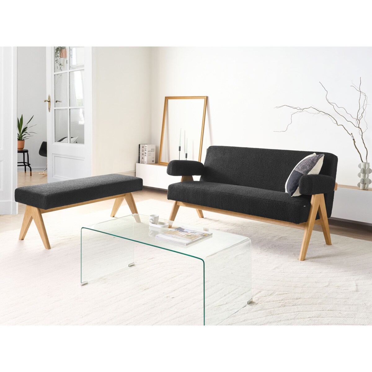 Sofa TAMRE Boucle Czarny dla 2 osób