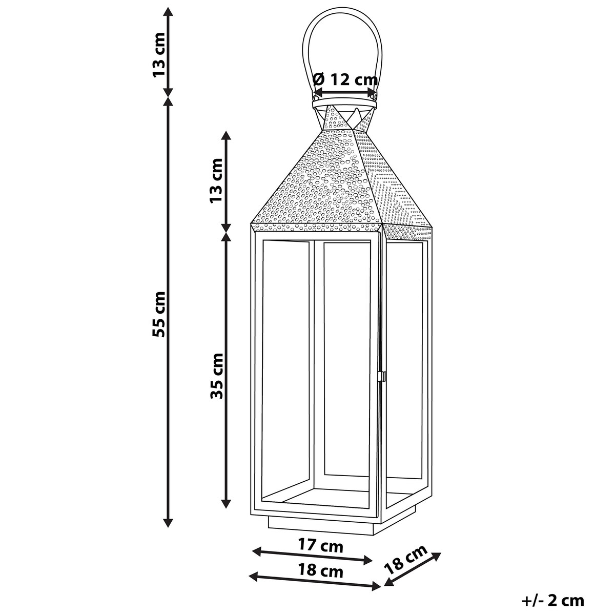 Lampion BALI Stal nierdzewna 55 cm Srebrny