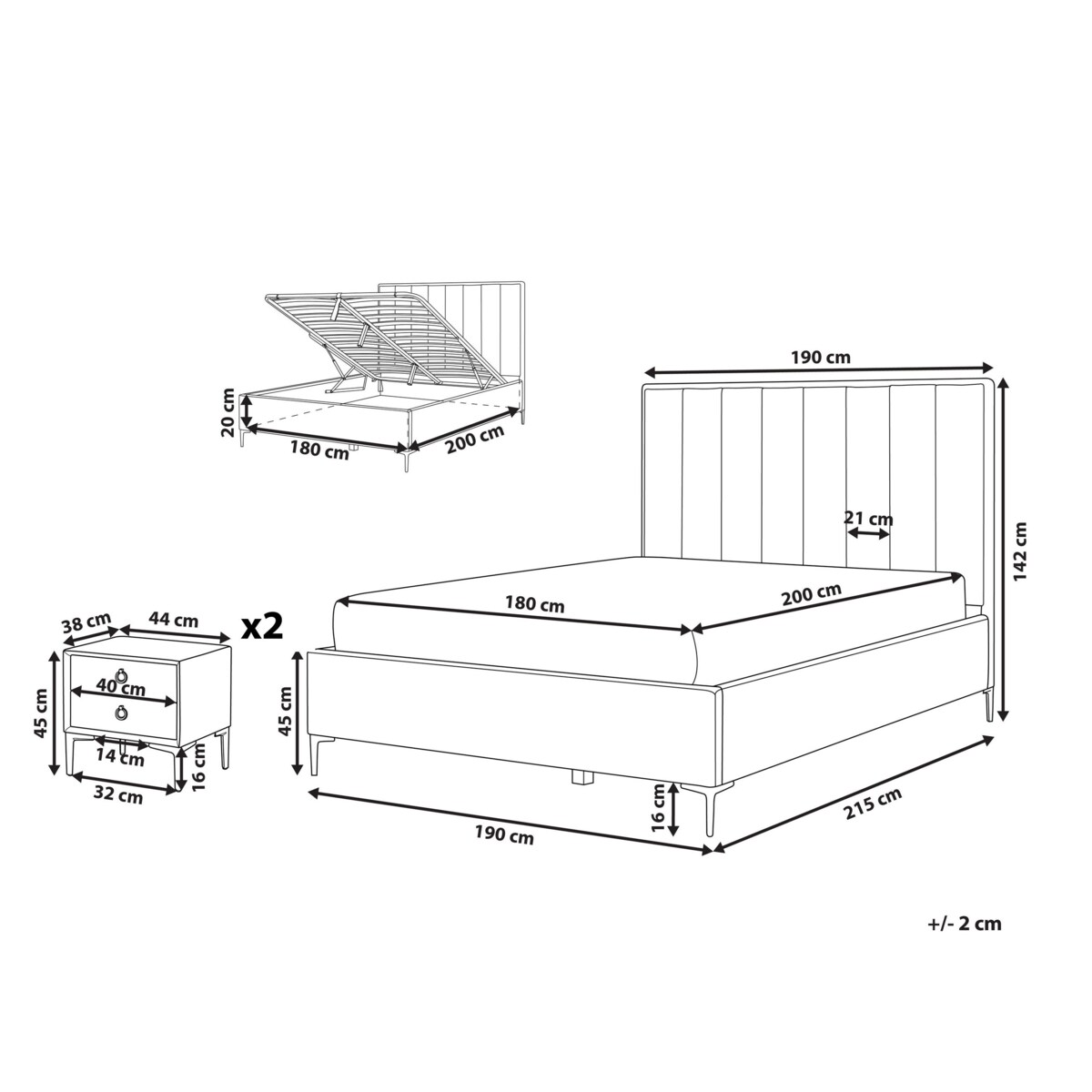 Zestaw do sypialni Welur SEZANNE 180 x 200 cm Granatowy