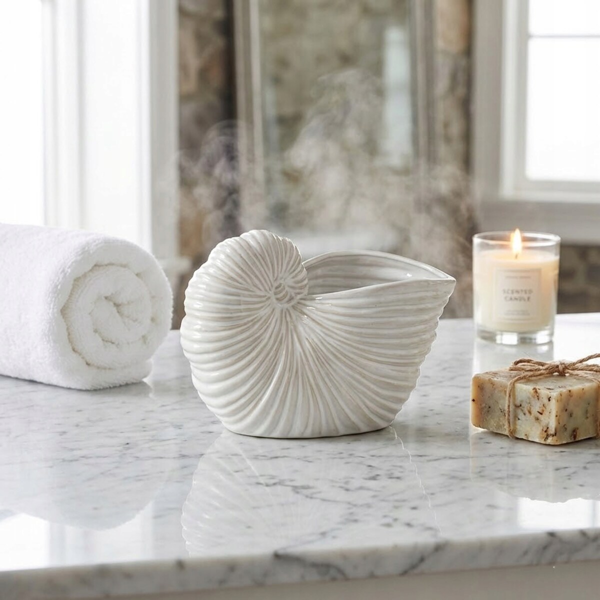 FIGURKA MUSZLA MARYNISTYKA RAFA KORALOWA CERAMICZNA DEKORACYJNA MUSZELKA