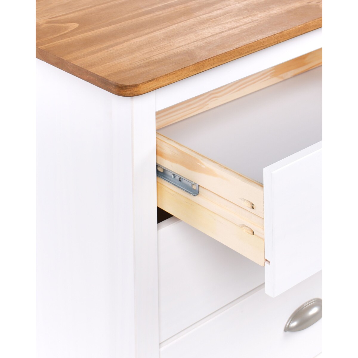 Szafka nocna 2 szuflady SHILLINGTON Drewno sosnowe Brązowy/ biały