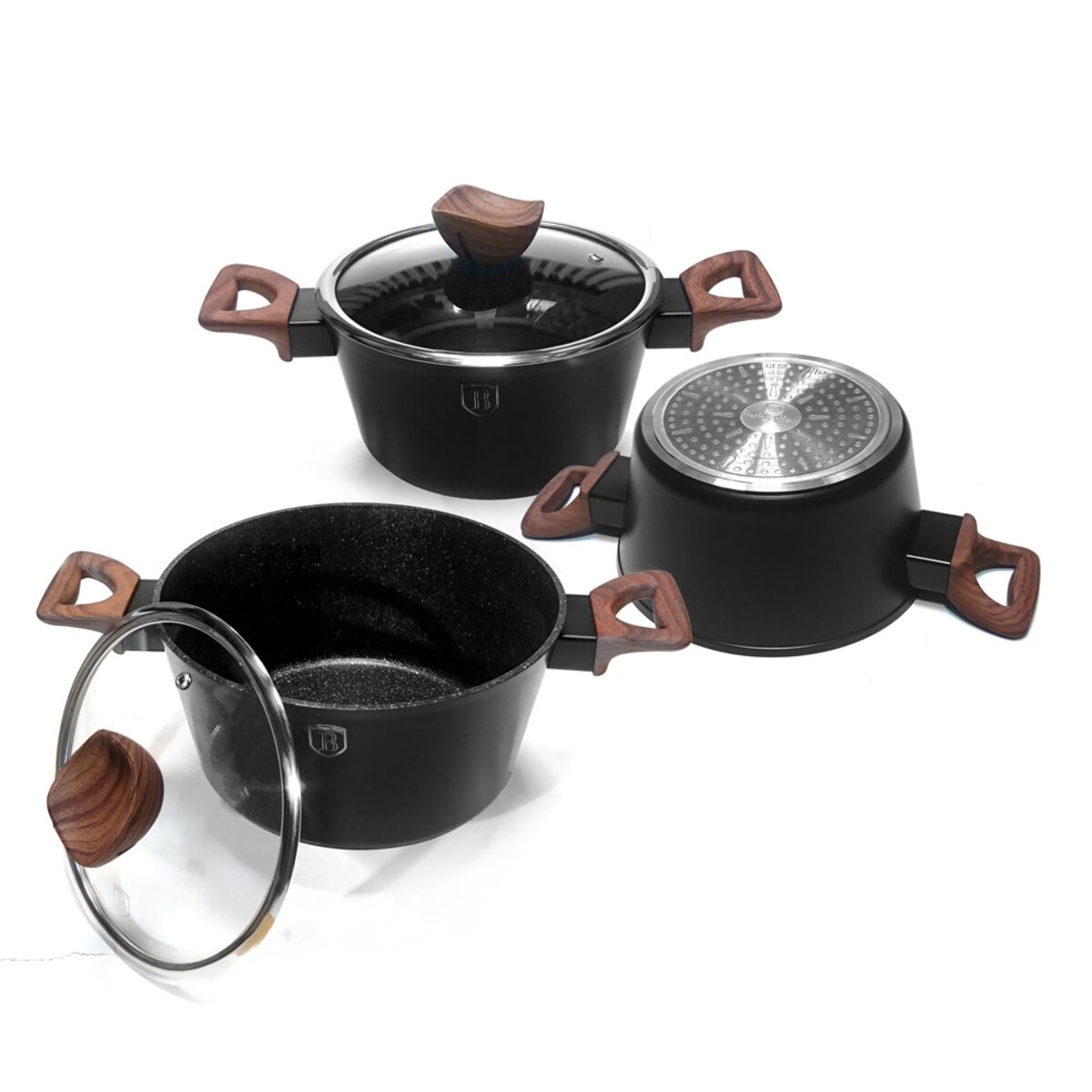 Zestaw 15 elementów garnki, patelnie, akcesoria Ebony Rosewood Berlinger Haus BH-1537