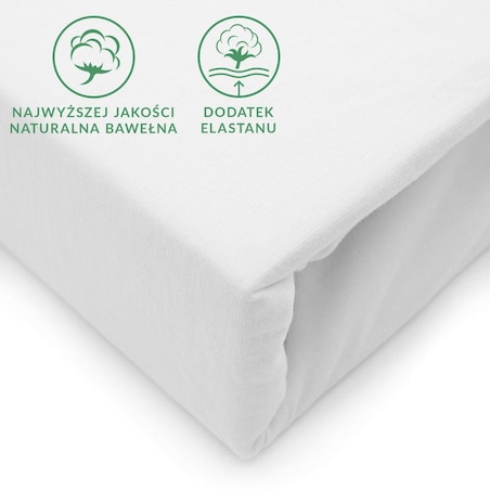 Prześcieradło z bawełny jersey z elastanem z gumką 90x200 kolor biały