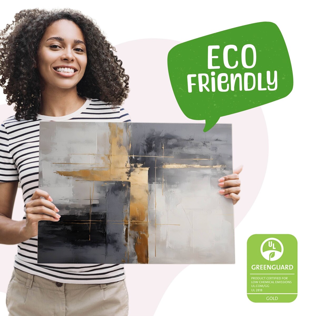 Obraz Do Sypialni Salonu Abstrakcja Akwarele Złoto Styl Glamour 120x80cm