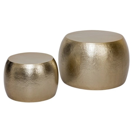 Komplet dwóch stolików młotkowane złoto