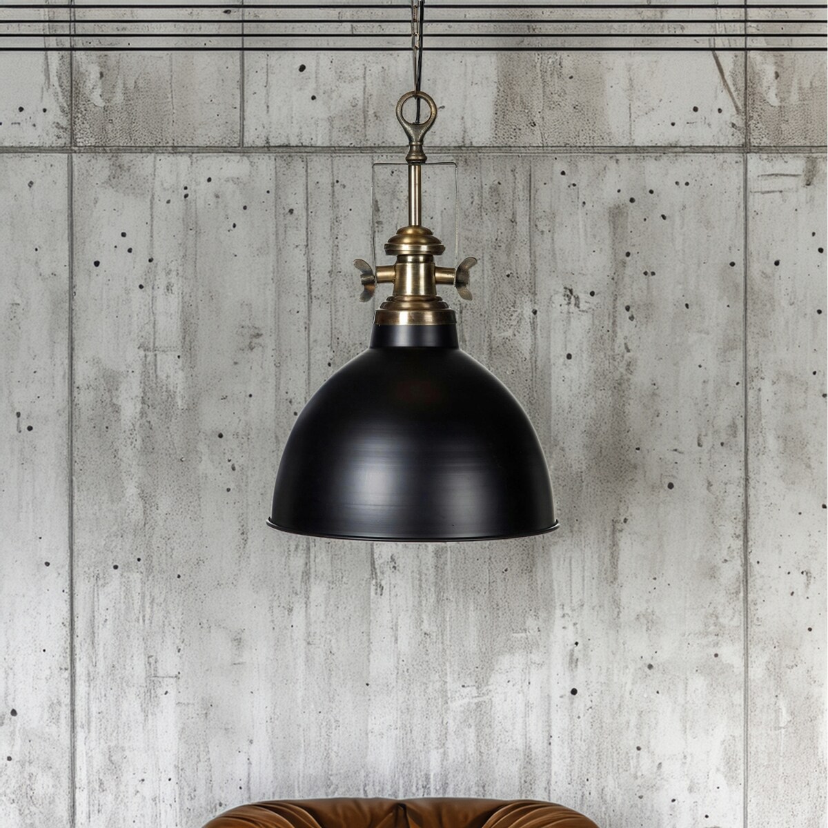 LAMPA SUFITOWA WISZĄCA NAD STÓŁ LOFT DUŻA METALOWA CZARNA MAT 60CM E27