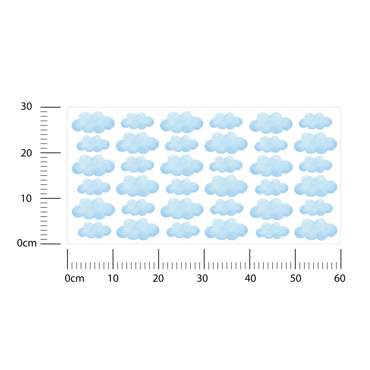 Naklejki Ścienne Dla Dzieci Niebieskie Chmury Pastelowe Chmurki Zestaw 60x30cm