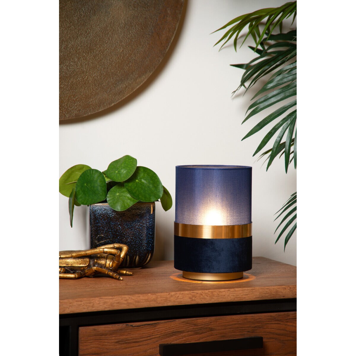 Lampka stołowa Tusse 10508/01/35 Lucide LED 5W tuba niebieska mosiądz