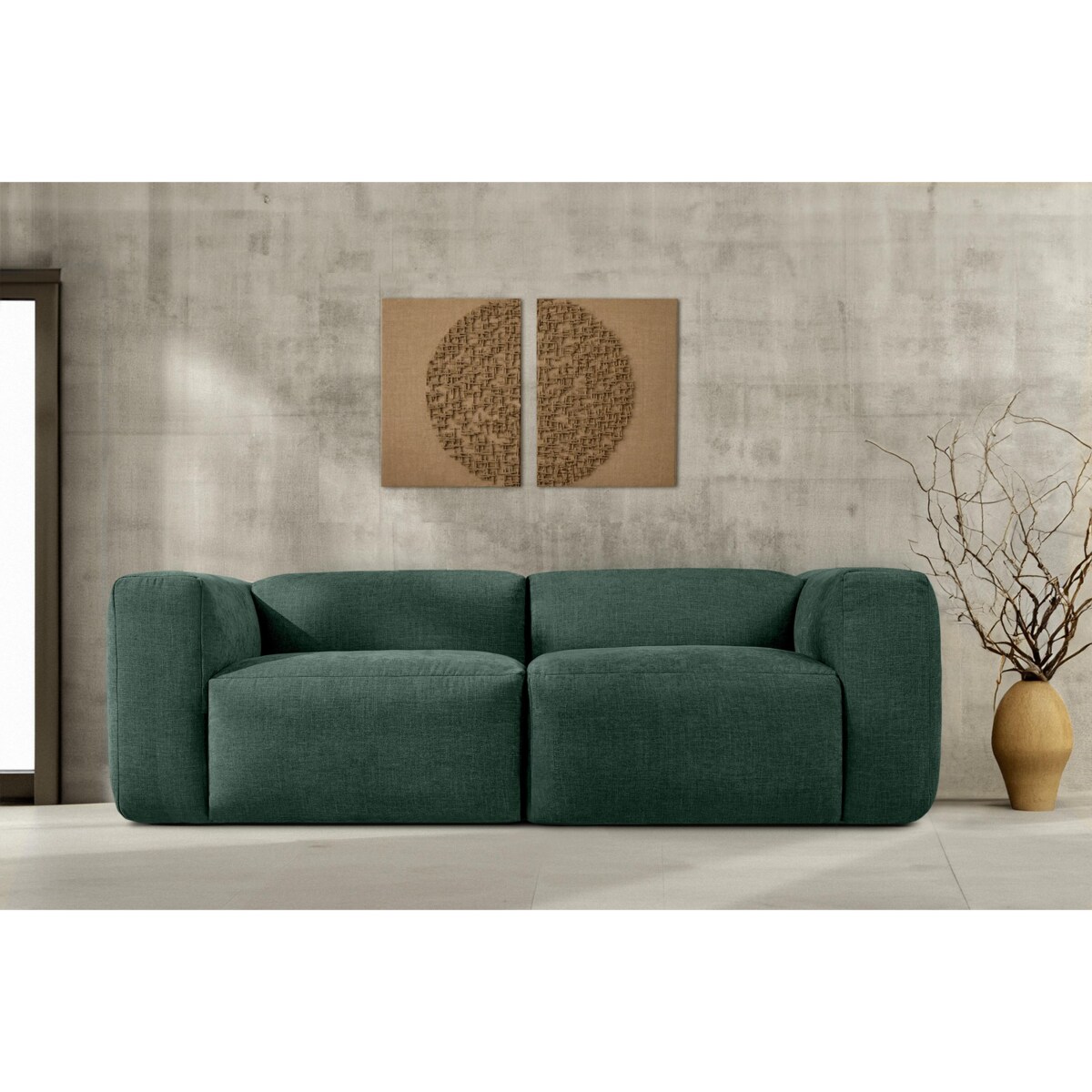 KONSIMO BUFFO 2,5-osobowa sofa z niezwykle miękkim i wygodnym siedziskiem, kolor morski