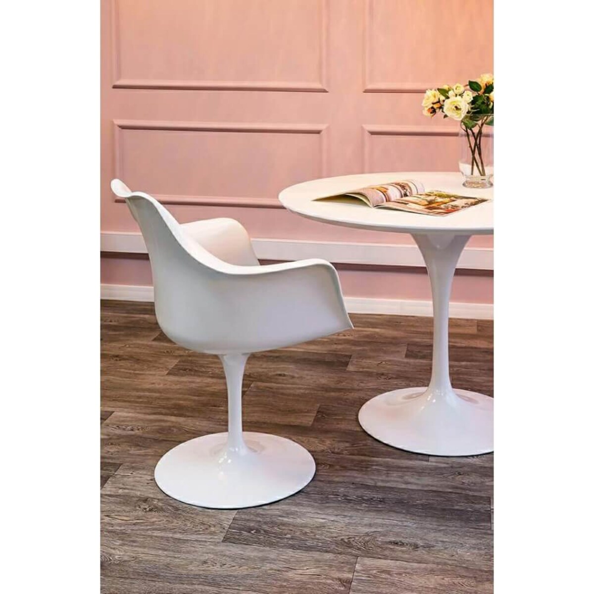 Okrągły stolik metalowy Tulip GT-09R.100 King Home 100 cm do salonu biały