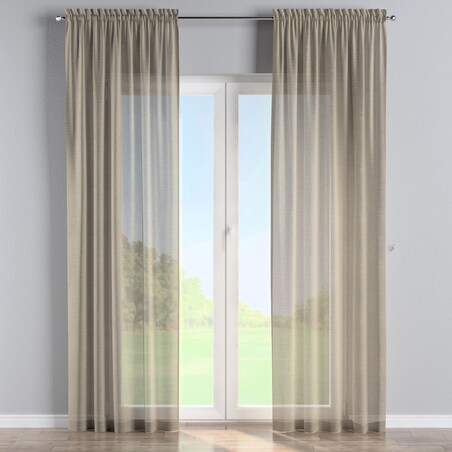 Zasłona na kanale z grzywką 1 szt. 130x260 ciemny beż