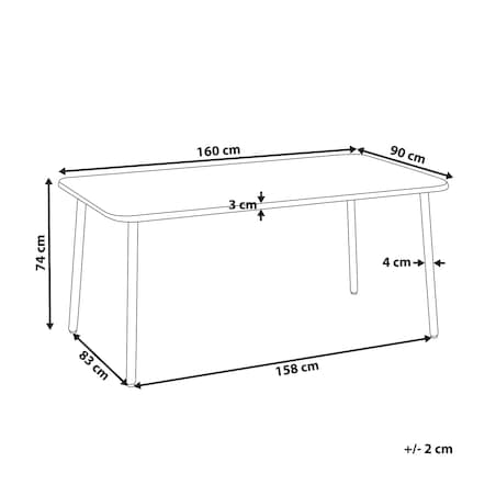 Stół ogrodowy CARAVINO 160 cm 90 cm Metal Jasnobeżowy