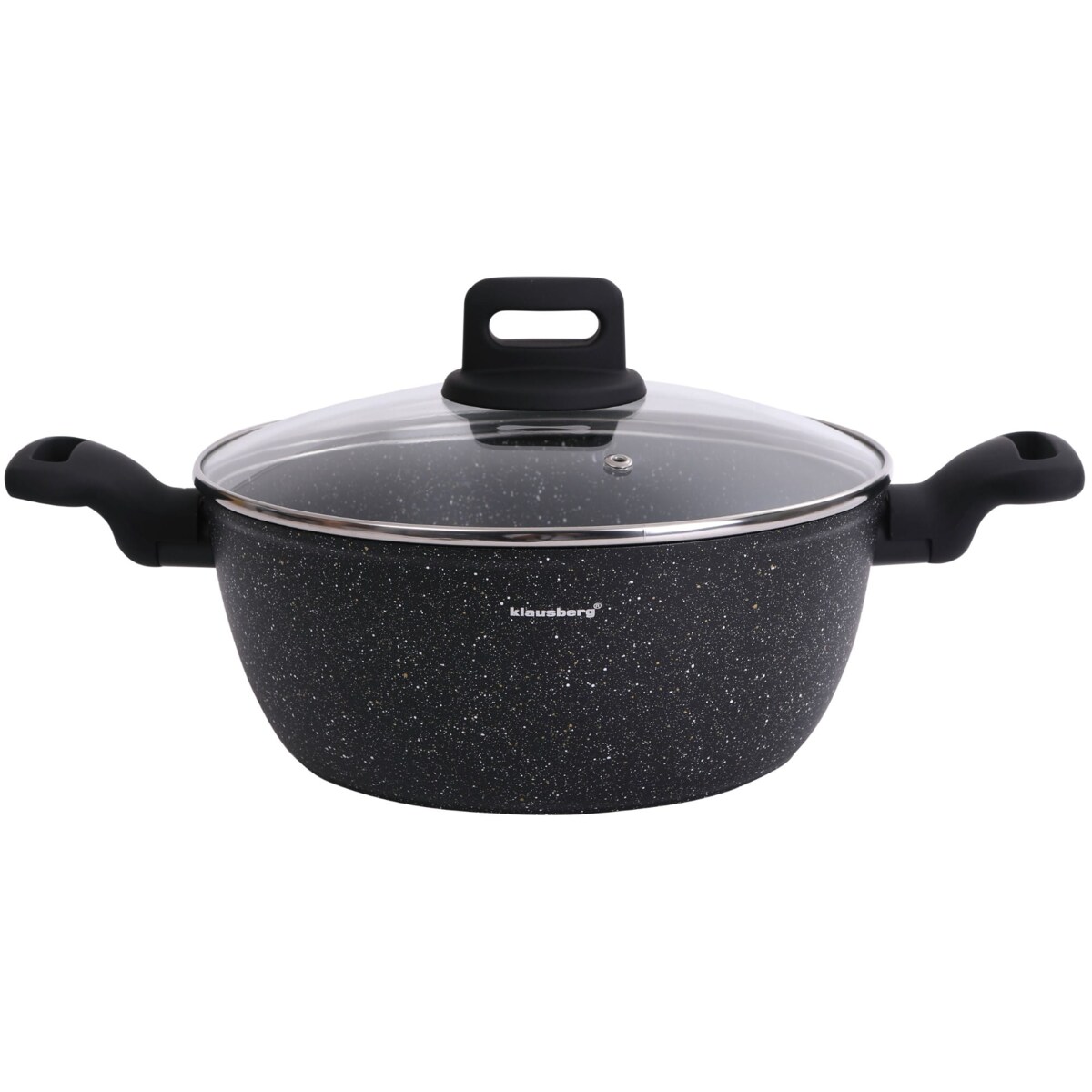 Garnek z powłoką marmurową czarny indukcja gaz 24cm 3.7L KLAUSBERG