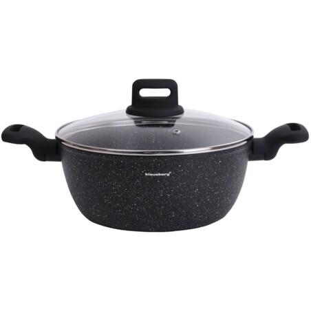 Garnek z powłoką marmurową czarny indukcja gaz 24cm 3.7L KLAUSBERG