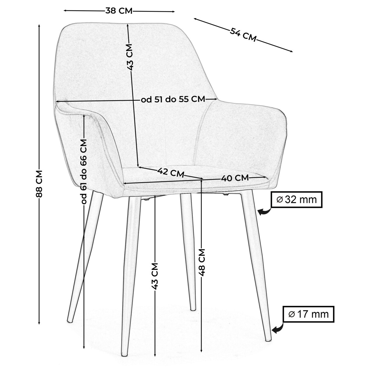 Krzesło tapicerowane welurowe do salonu jadalni IVO granatowe