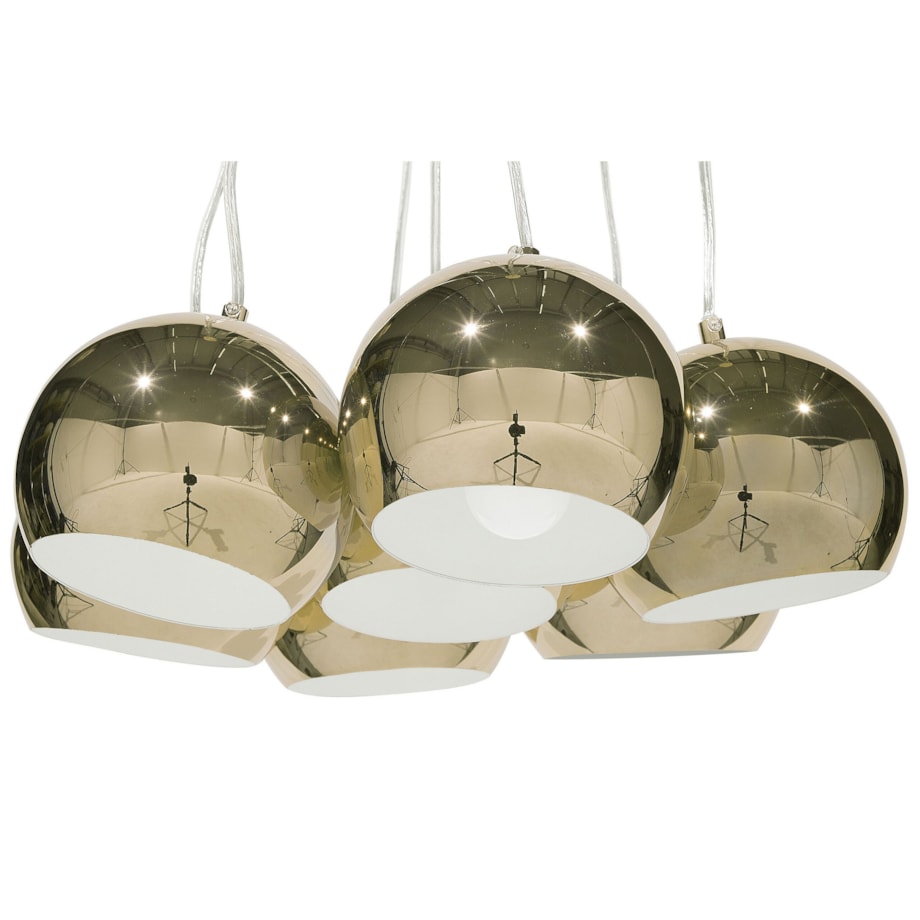 Lampa wisząca 7 kloszy metalowa złota OLZA