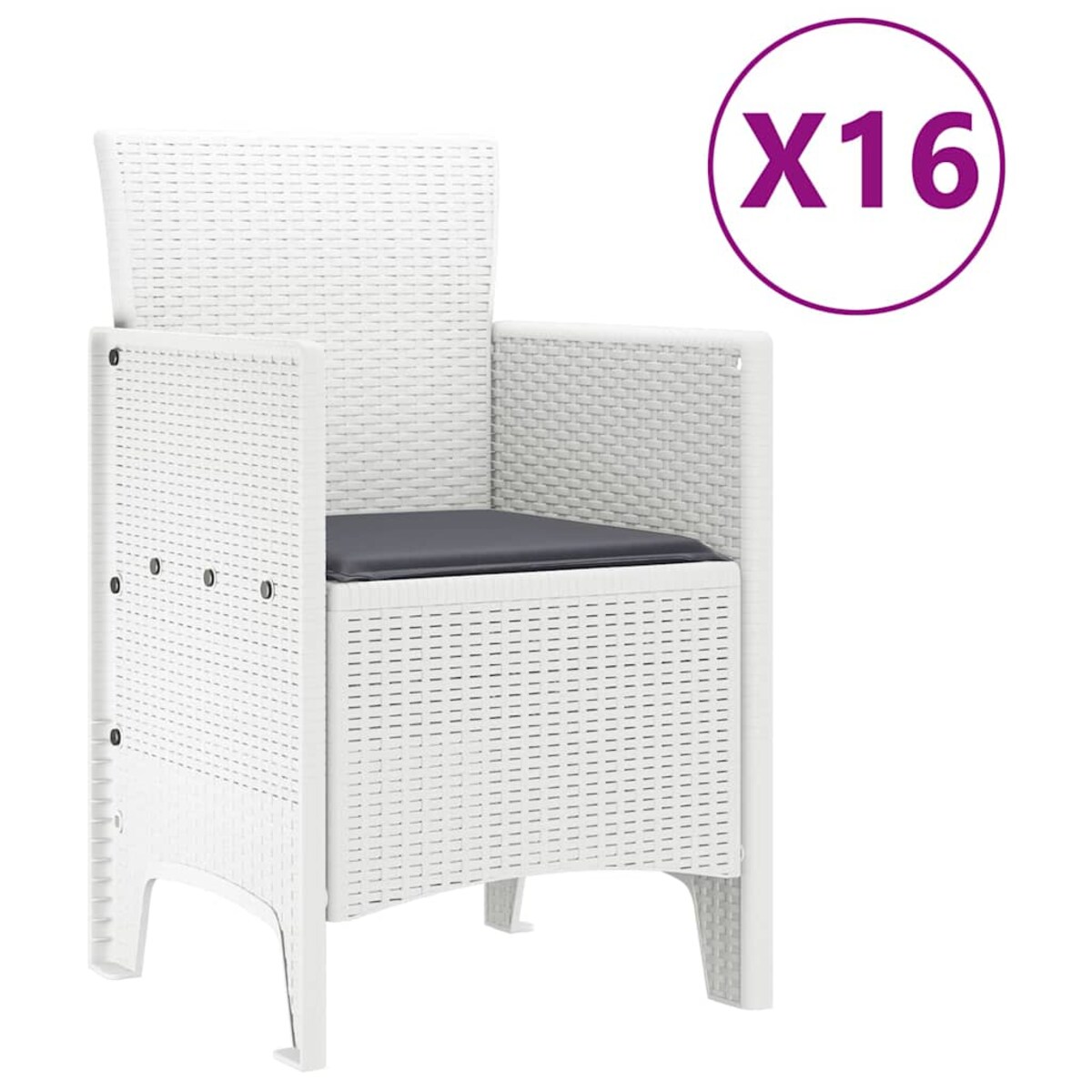 vidaXL Zestaw do jadalni w ogrodzie 17 pcs Biały Rattan Polt