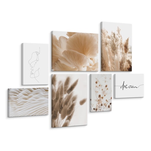Zestaw Obrazów Do Salonu Trawa Pampasowa Styl BOHO 110x80cm