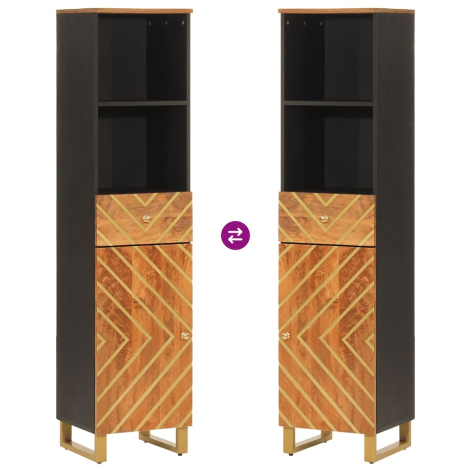 vidaXL Szafka łazienkowa, brązowo-czarna, 38x33,5x160 cm, drewno mango