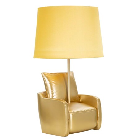 Lampa stołowa Midcentury, kolor złoty, żywica syntetyczna, żelazo i tkanina, 26 x 26 x 46 cm, 1 x E27, max. 40 W, do salonu i sypialni, Mauro Ferretti
