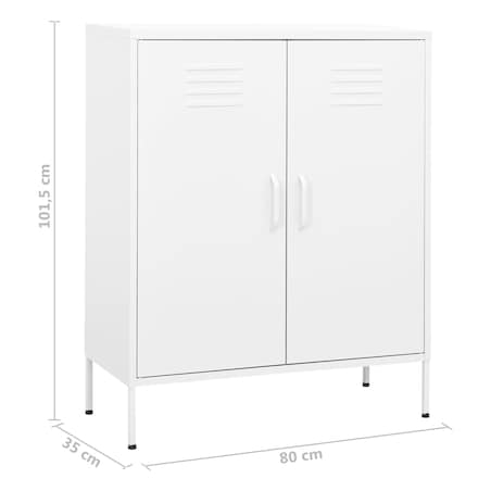 vidaXL Szafka, biała, 80x35x101,5 cm, stalowa
