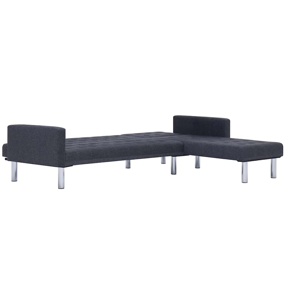 vidaXL Sofa w kształcie litery L z funkcją spania Ciemnoszary poliester