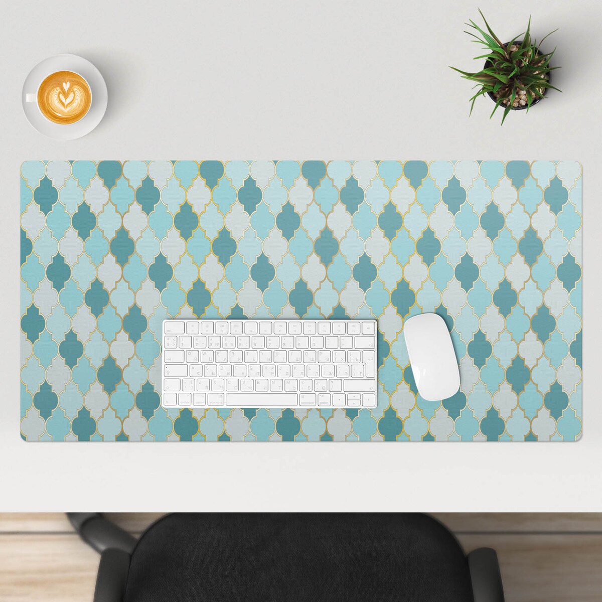 Turkusowa mata na biurko Marokańska mozaika, 90x45 cm