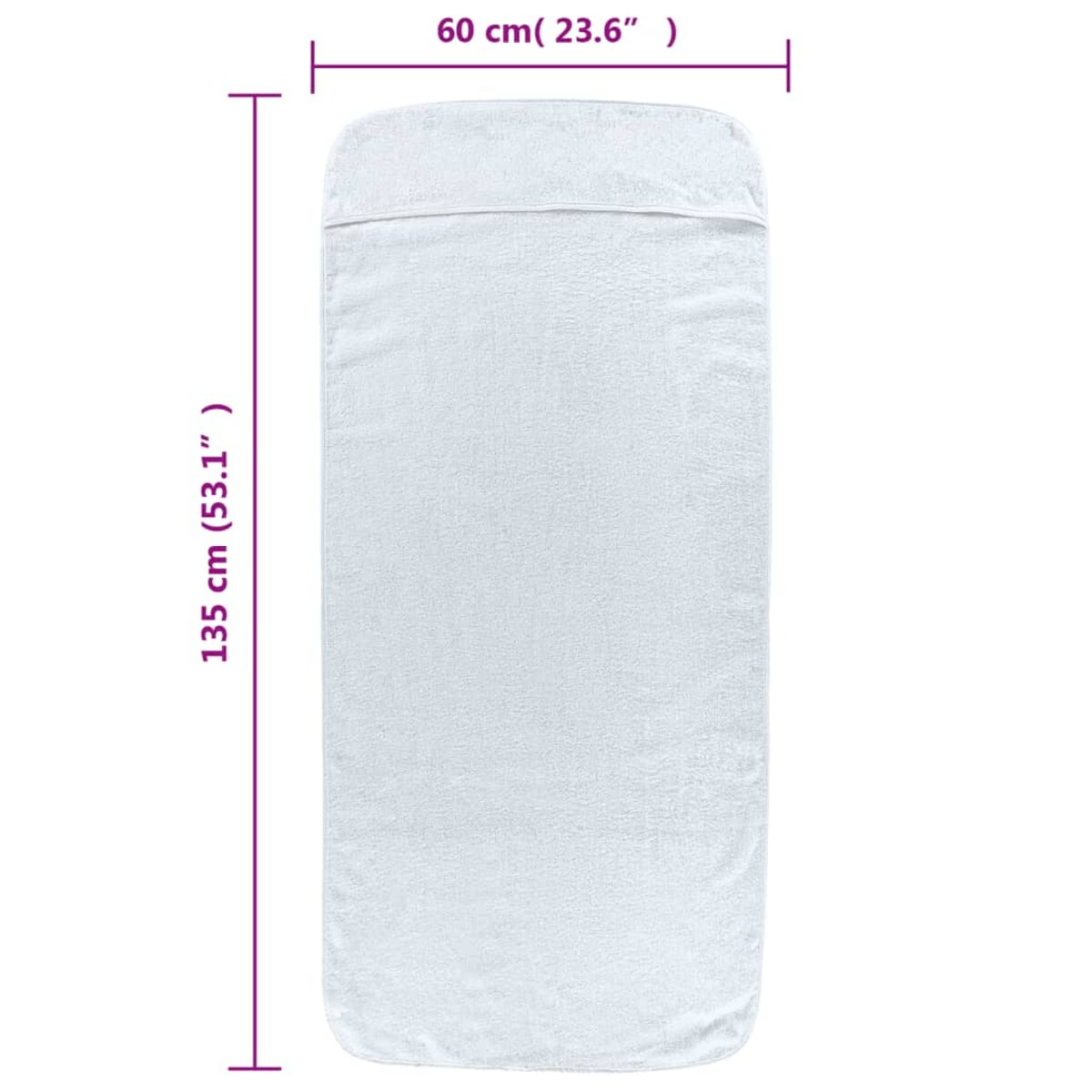 vidaXL Ręczniki plażowe, 6 szt., białe, 60x135 cm, tkanina, 400 g/m²