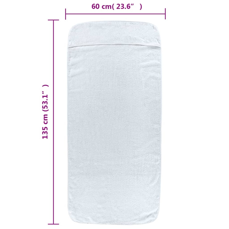 vidaXL Ręczniki plażowe, 6 szt., białe, 60x135 cm, tkanina, 400 g/m²