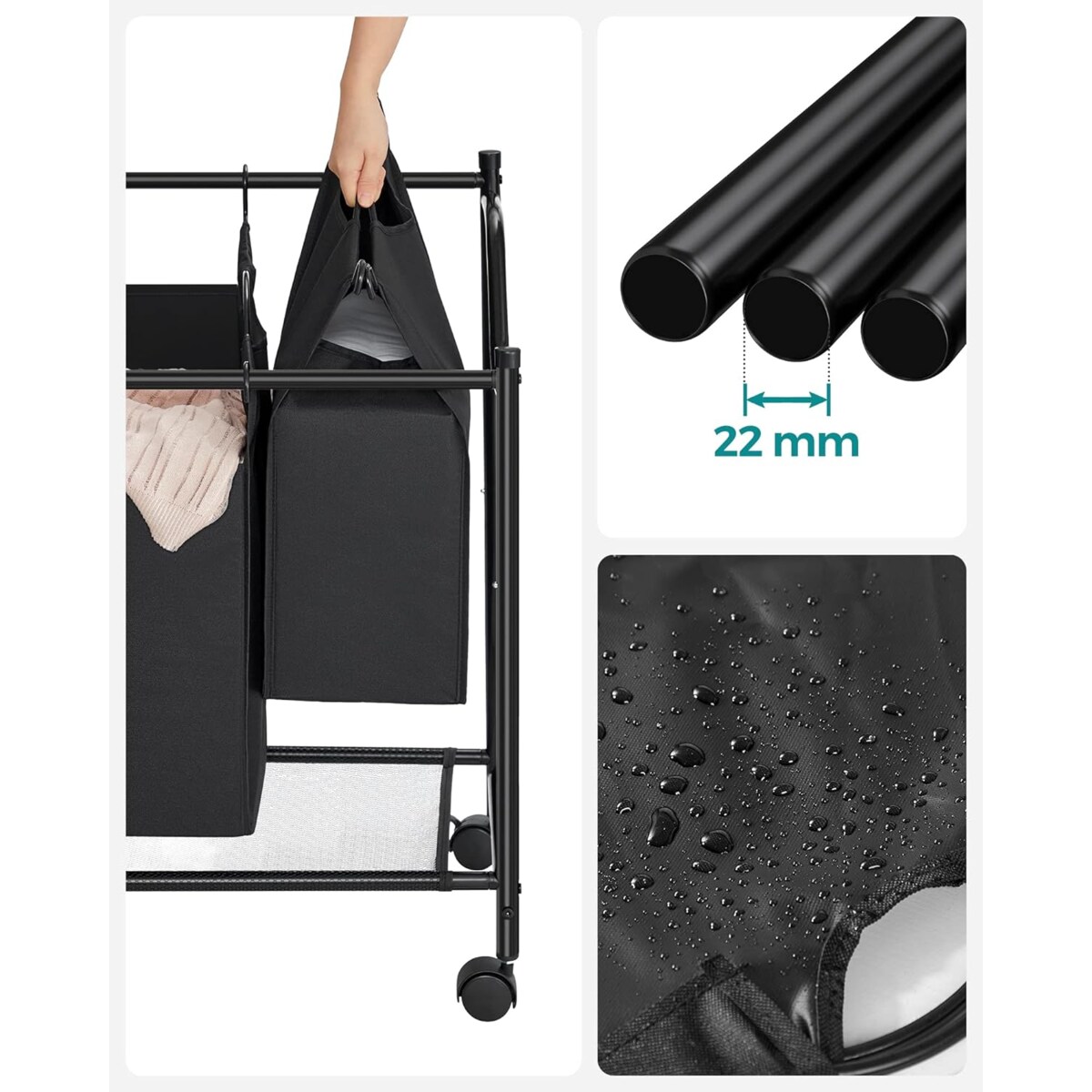 Kosz Na Pranie Ręczniki Bielizne Do Łazienki Pralni Czarny