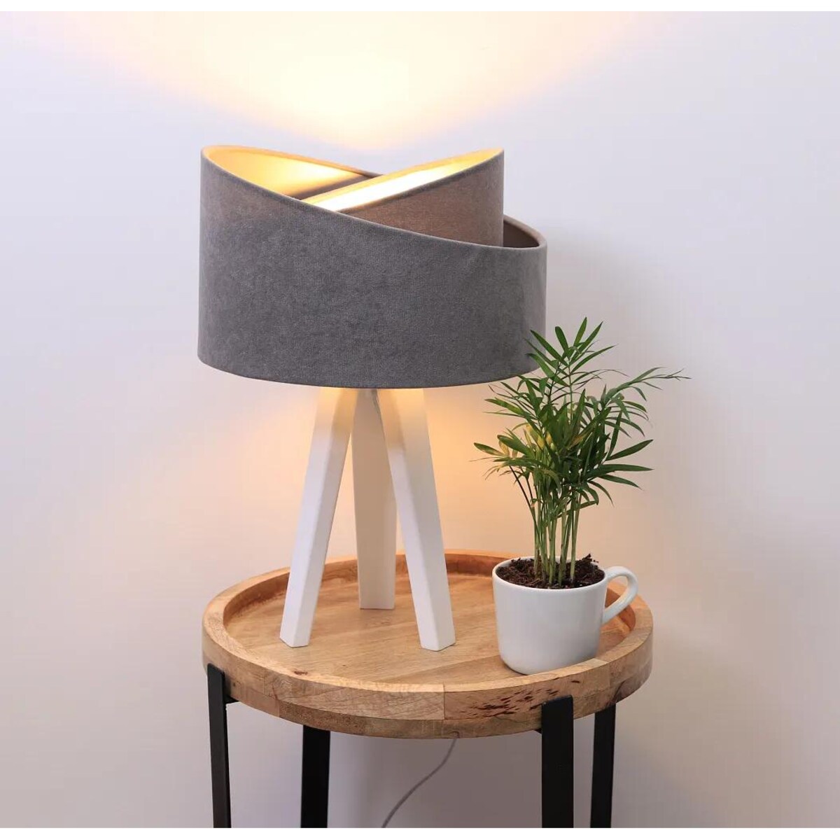 Lampa stołowa GEMSTONE szara/złota/biała