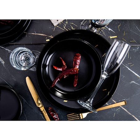 KONSIMO VICTO Zestaw obiadowy 6-osobowy (18 elementów) czarny