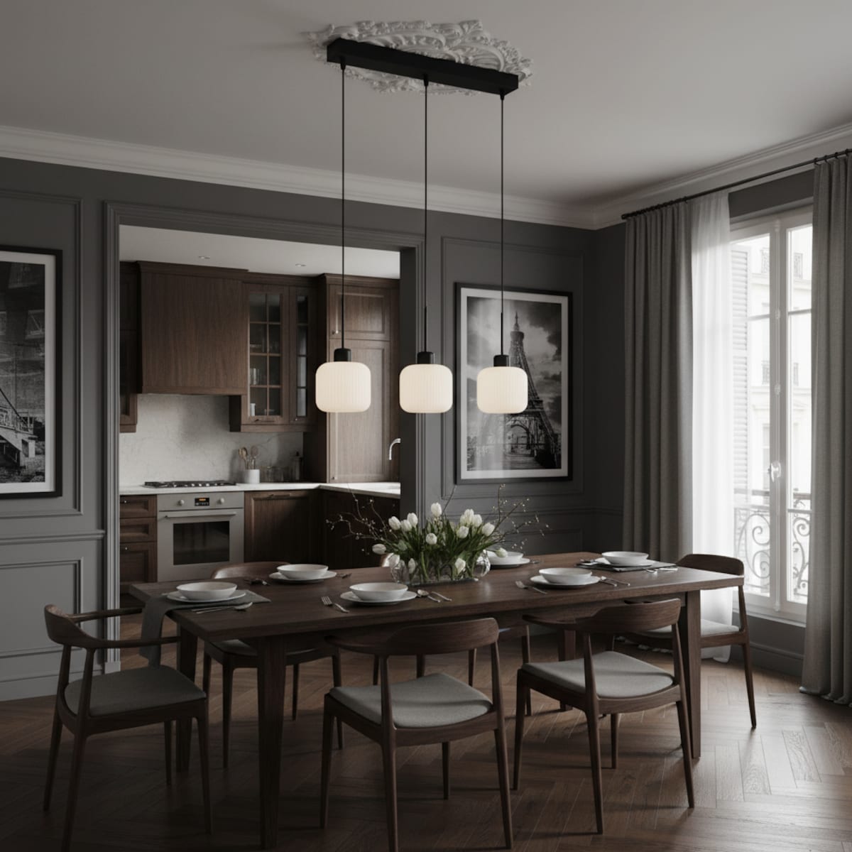lampa wisząca 3 punktowa edylit białe klosze loft