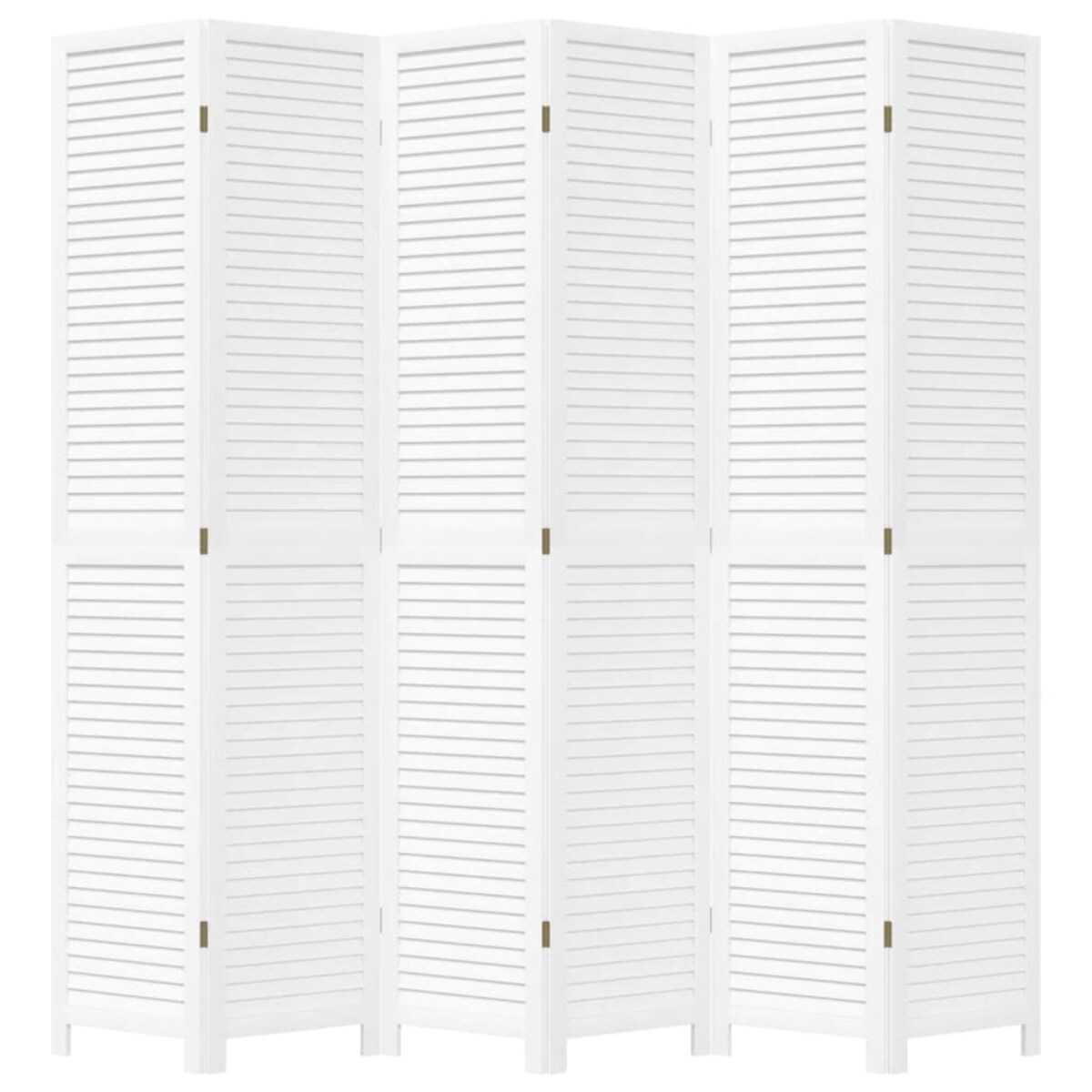 vidaXL Parawan pokojowy, 6-panelowy, biały, lite drewno paulowni