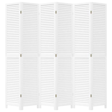 vidaXL Parawan pokojowy, 6-panelowy, biały, lite drewno paulowni