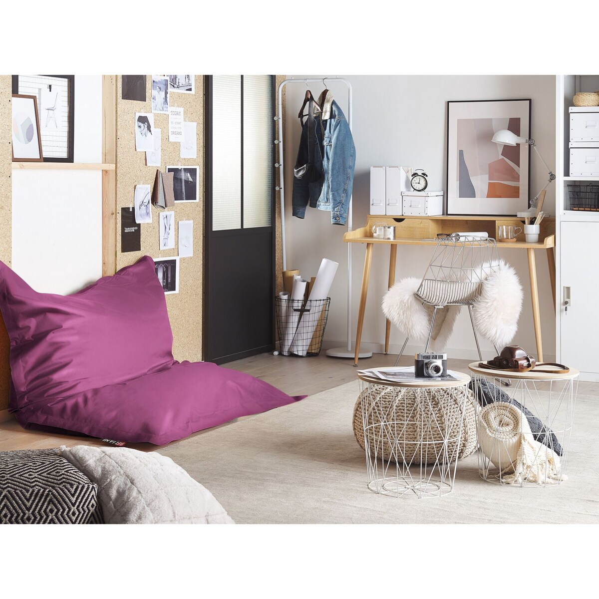 Pufa worek 140 x 180 cm purpurowy FUZZY