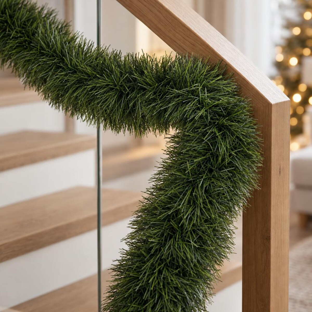 Girlanda świąteczna gęsta TRIS, 6 warstw, 500 cm, kolor zielony, szkło