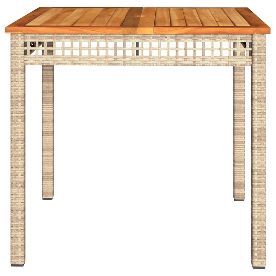 vidaXL Stolik ogrodowy, beżowy, 80x80x75 cm, polirattan i akacja