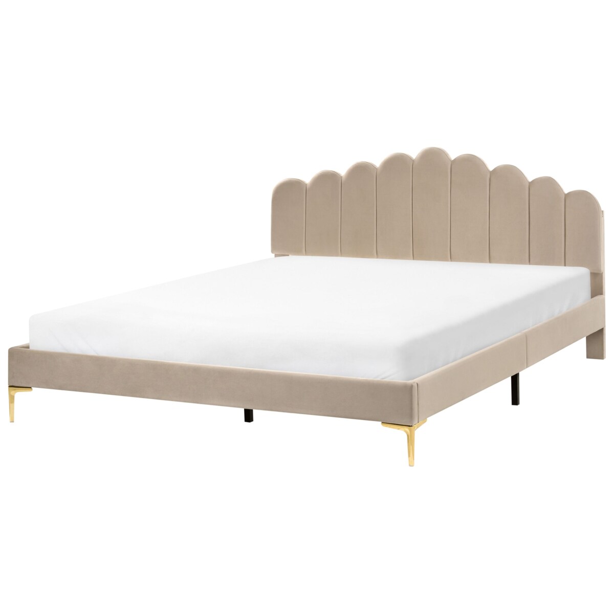 Łóżko Welur SAUVIAN 180 x 200 cm Beżowoszary