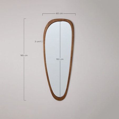 Lustro ścienne z drewna dębowego Arbidel 60 x 165 cm, brązowe