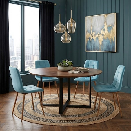 Krzesło tapicerowane do salonu welurowe turkusowe pikowane