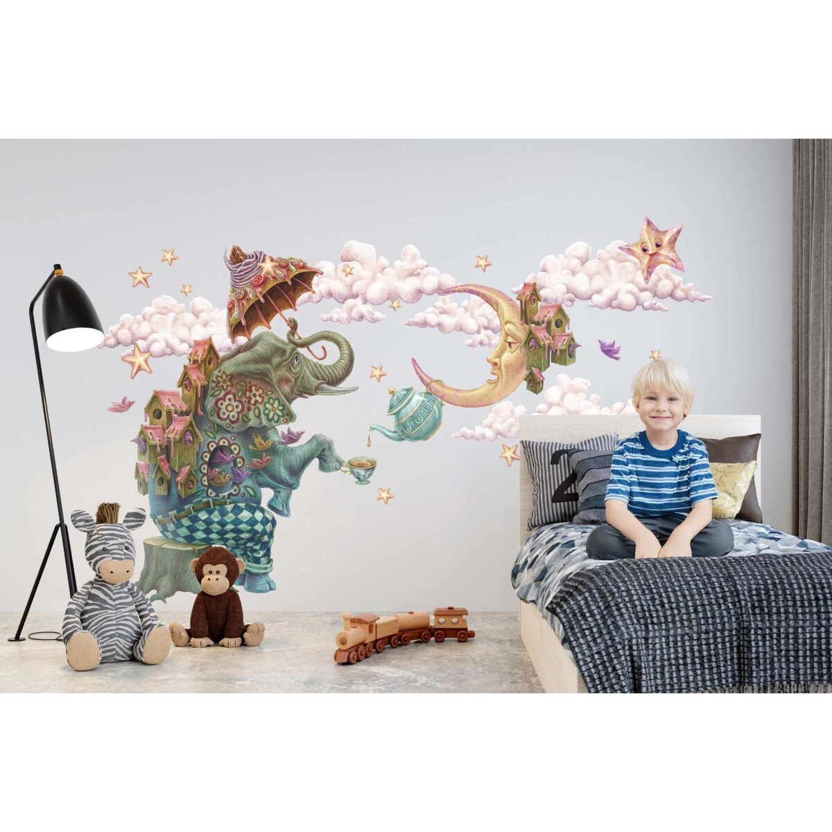 Zestaw naklejek na ścianę, Zwierzęta z bajki - słoń, 130cm