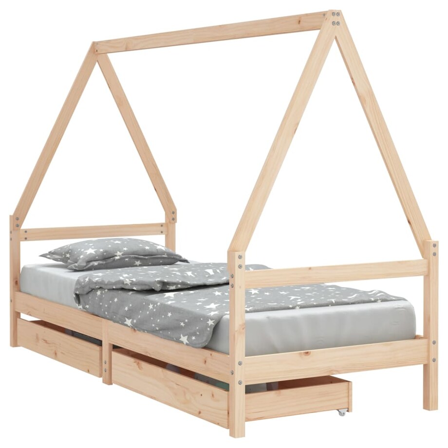 vidaXL Rama łóżka dziecięcego z szufladami, 80x200 cm, sosnowa