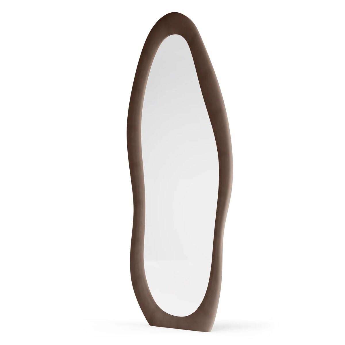 Lustro w nieregularnej ramie aksamitne brązowe 170x60 cm