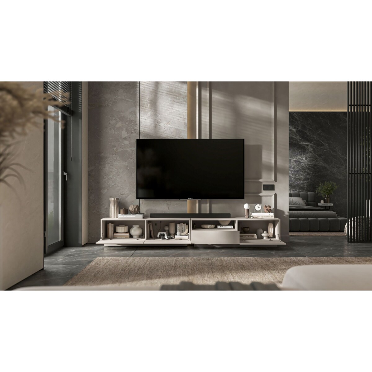 Szafka RTV Komoda Loft Kaszmir Mat stojąca / wisząca szuflada 120 cm