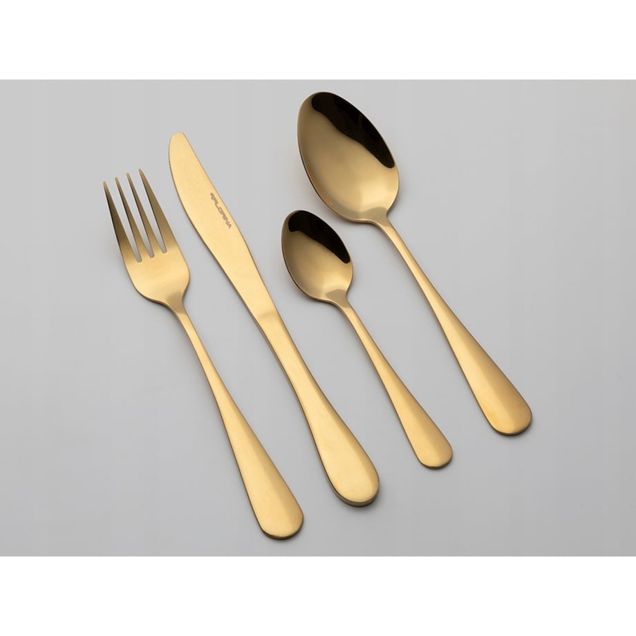 KOMPLET ZŁOTE SZTUĆCE DLA 4 osoby 16 ele widelec nóż łyżka